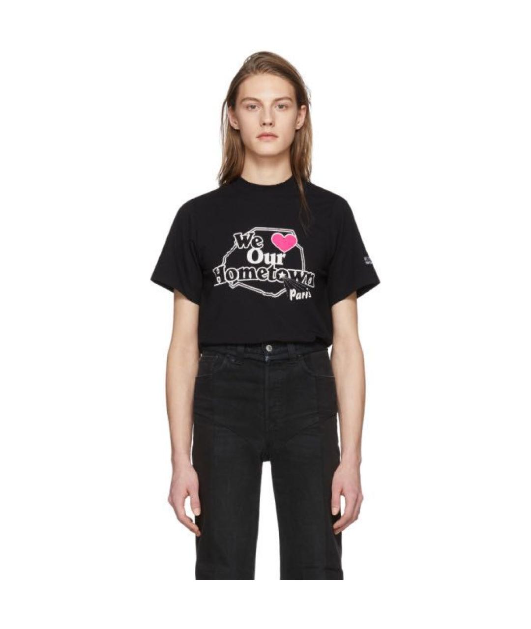 VETEMENTS Черная хлопковая футболка, фото 2