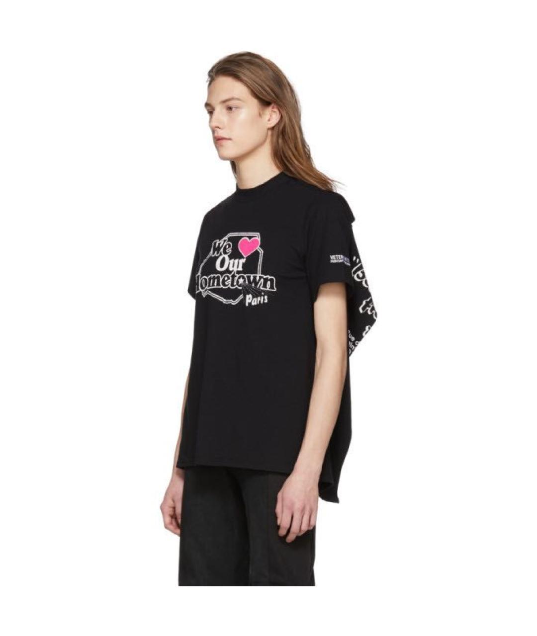 VETEMENTS Черная хлопковая футболка, фото 3