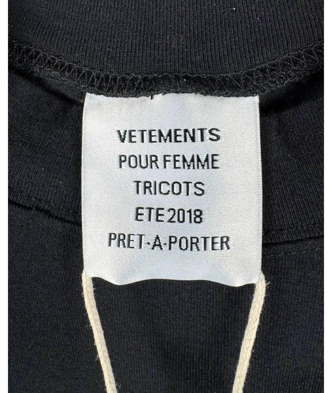 VETEMENTS Черная хлопковая футболка, фото 7