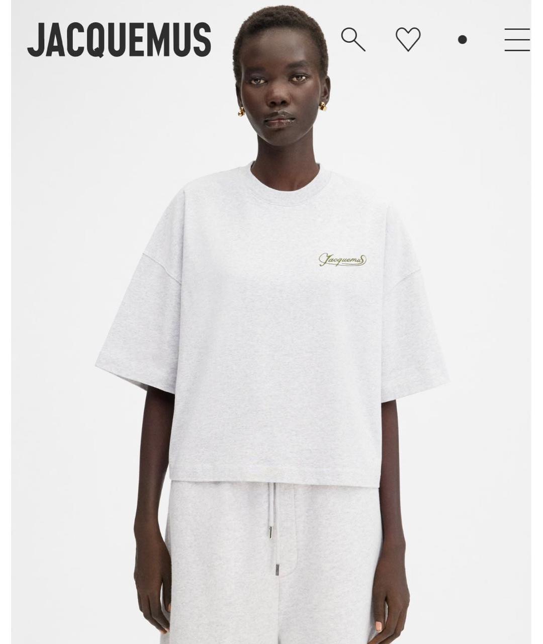 JACQUEMUS Серая хлопковая футболка, фото 6