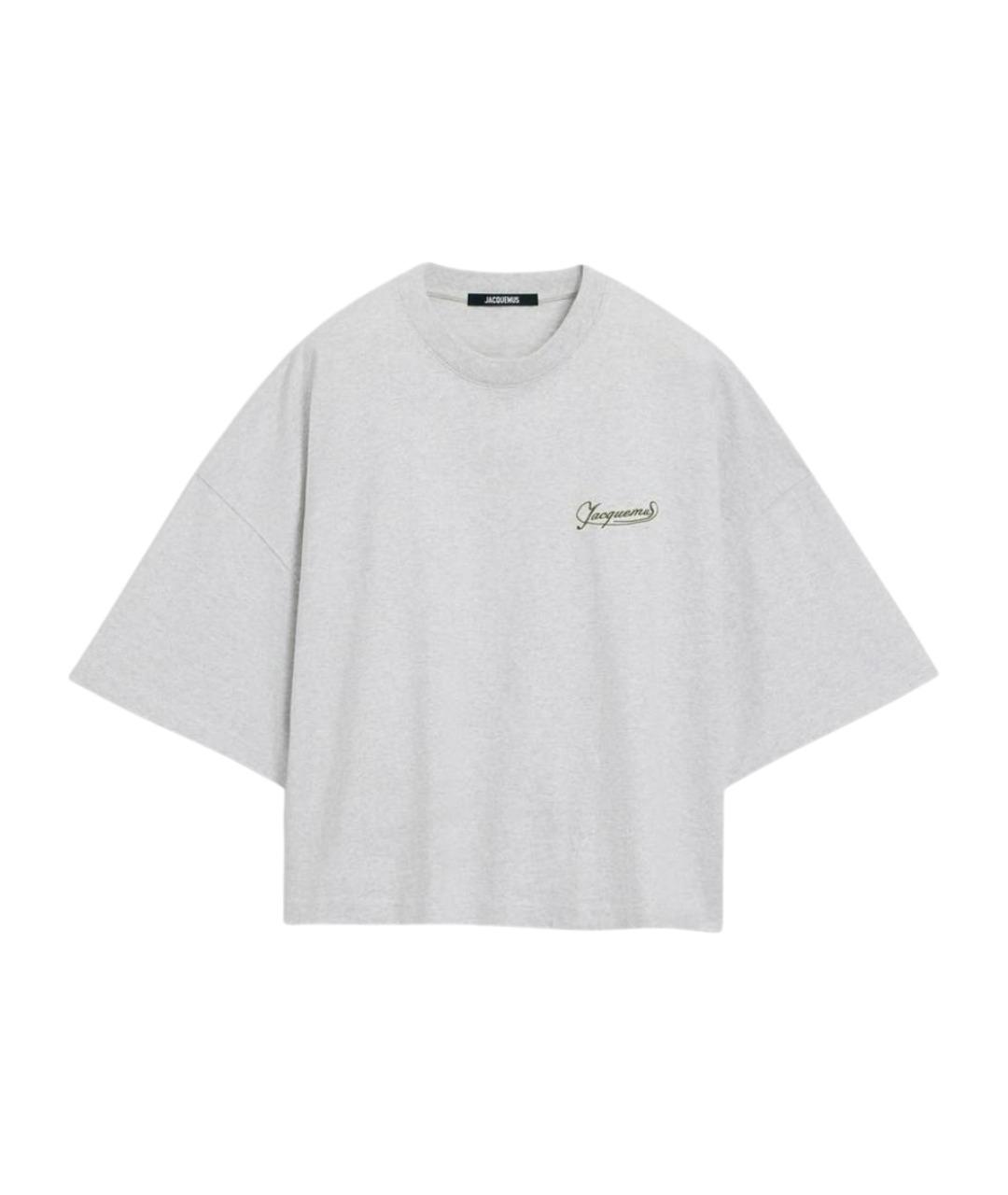JACQUEMUS Серая хлопковая футболка, фото 1