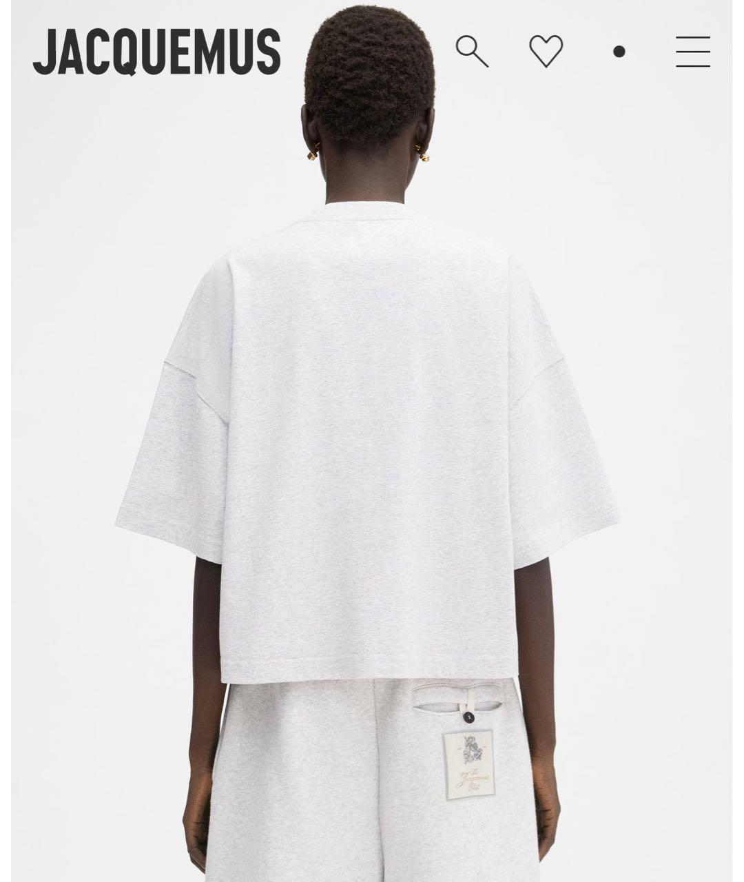 JACQUEMUS Серая хлопковая футболка, фото 7