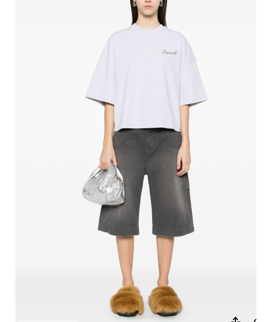 JACQUEMUS Серая хлопковая футболка, фото 8