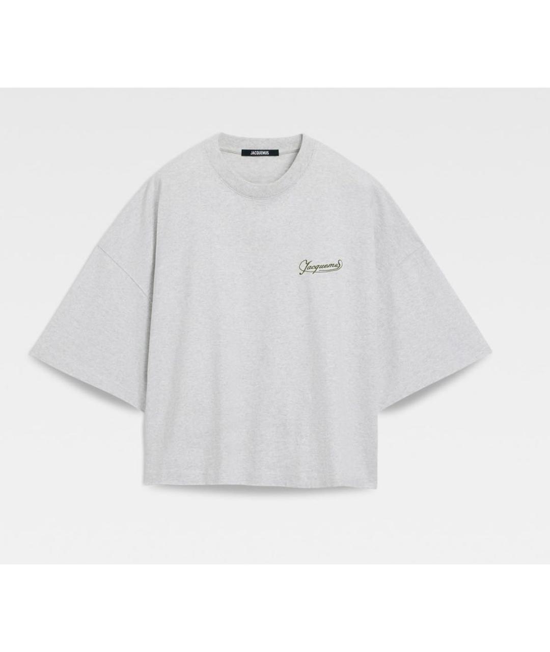 JACQUEMUS Серая хлопковая футболка, фото 9