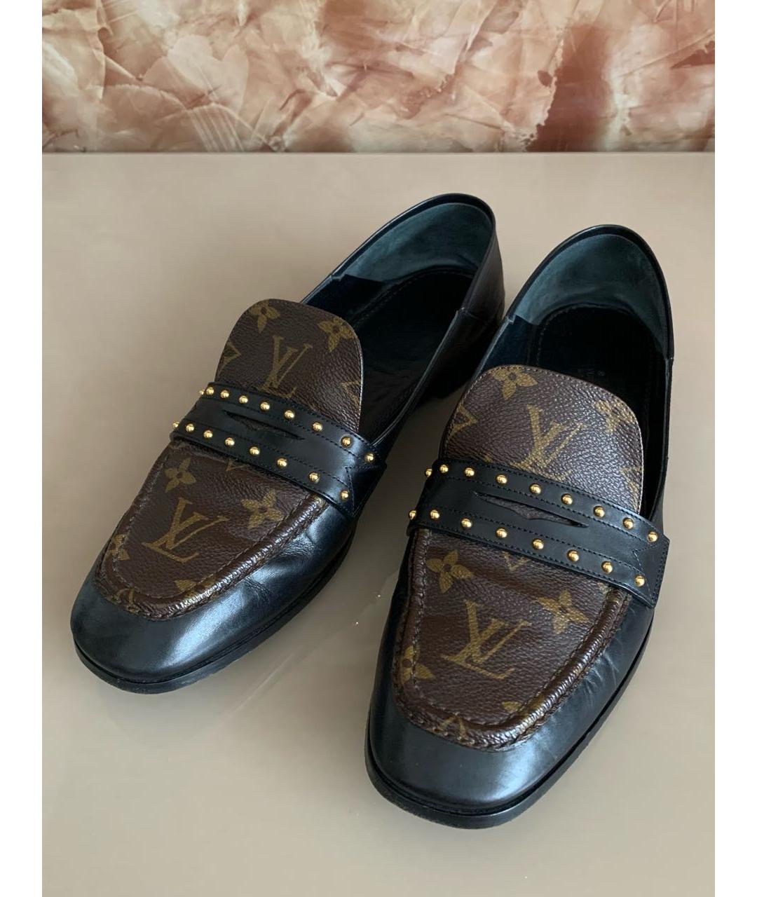 LOUIS VUITTON Черные кожаные лоферы, фото 2