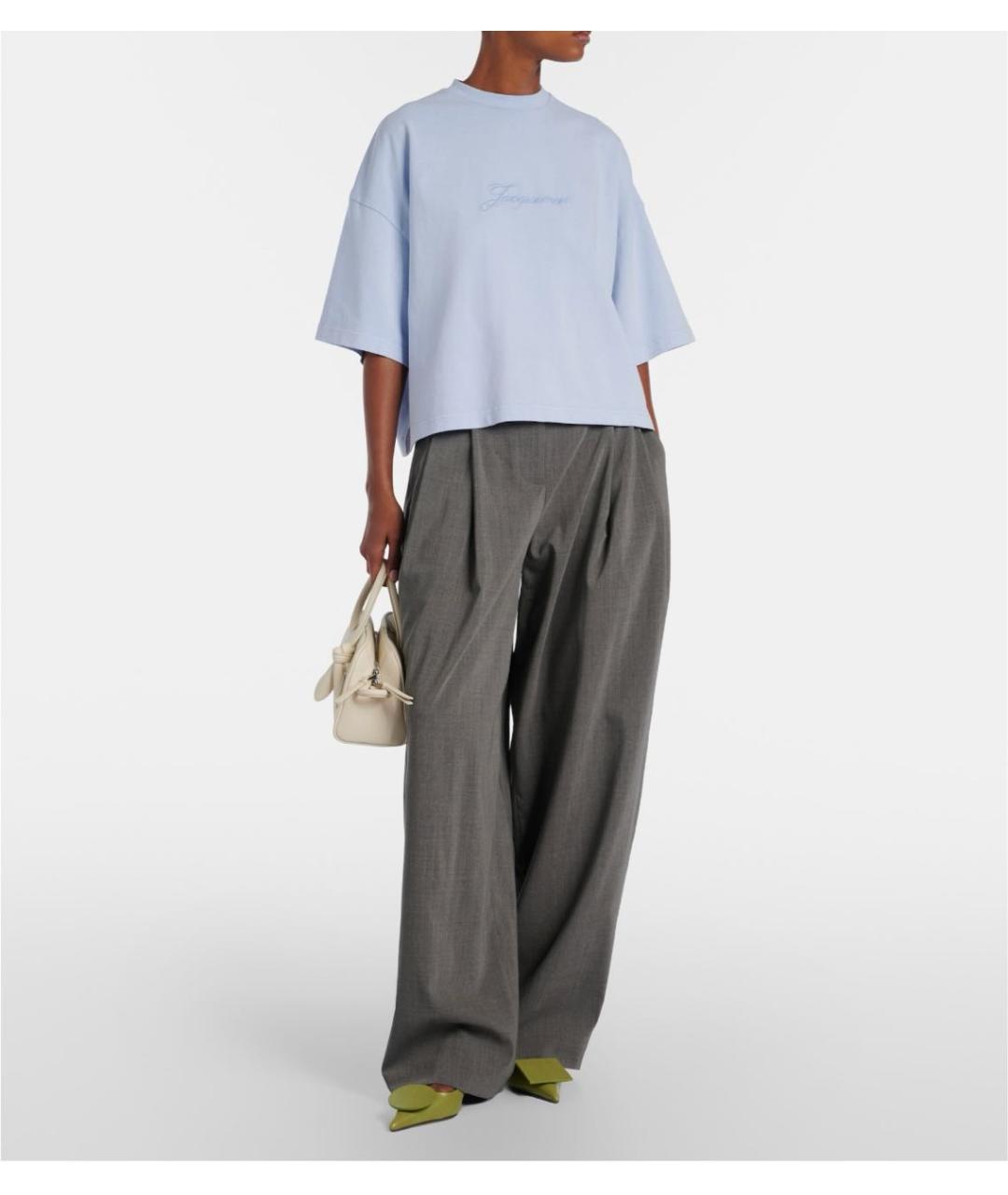 JACQUEMUS Голубая хлопковая футболка, фото 2