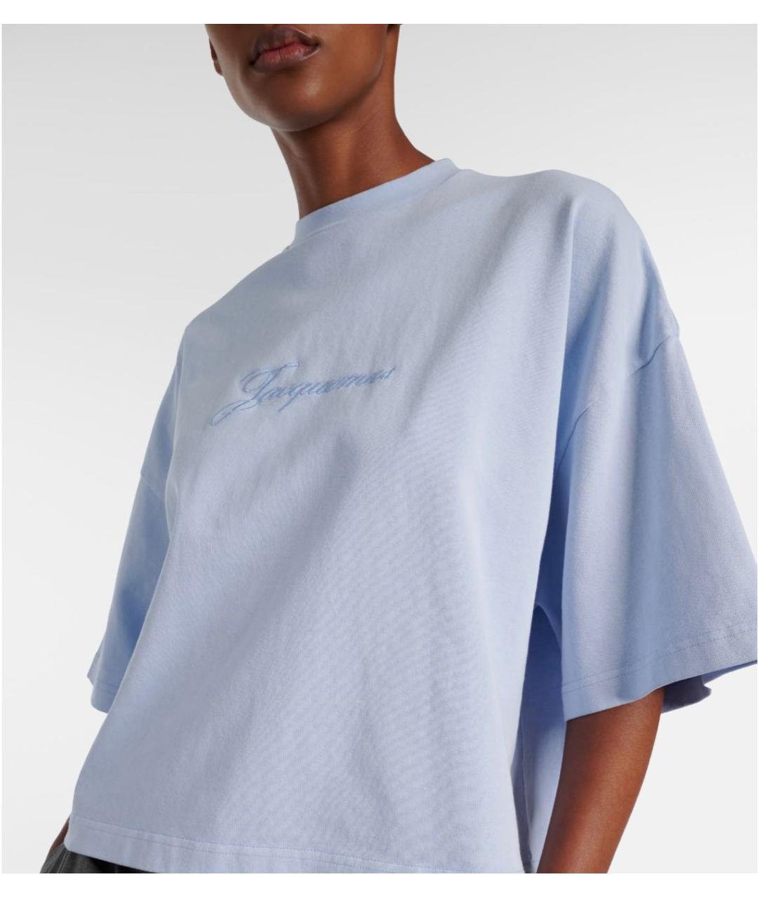 JACQUEMUS Голубая хлопковая футболка, фото 3
