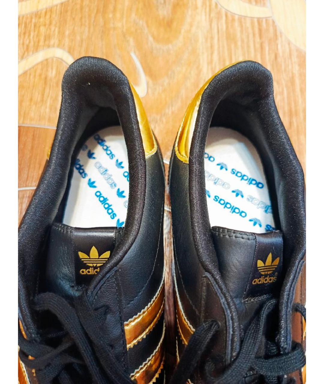 ADIDAS Черные кожаные кроссовки, фото 6