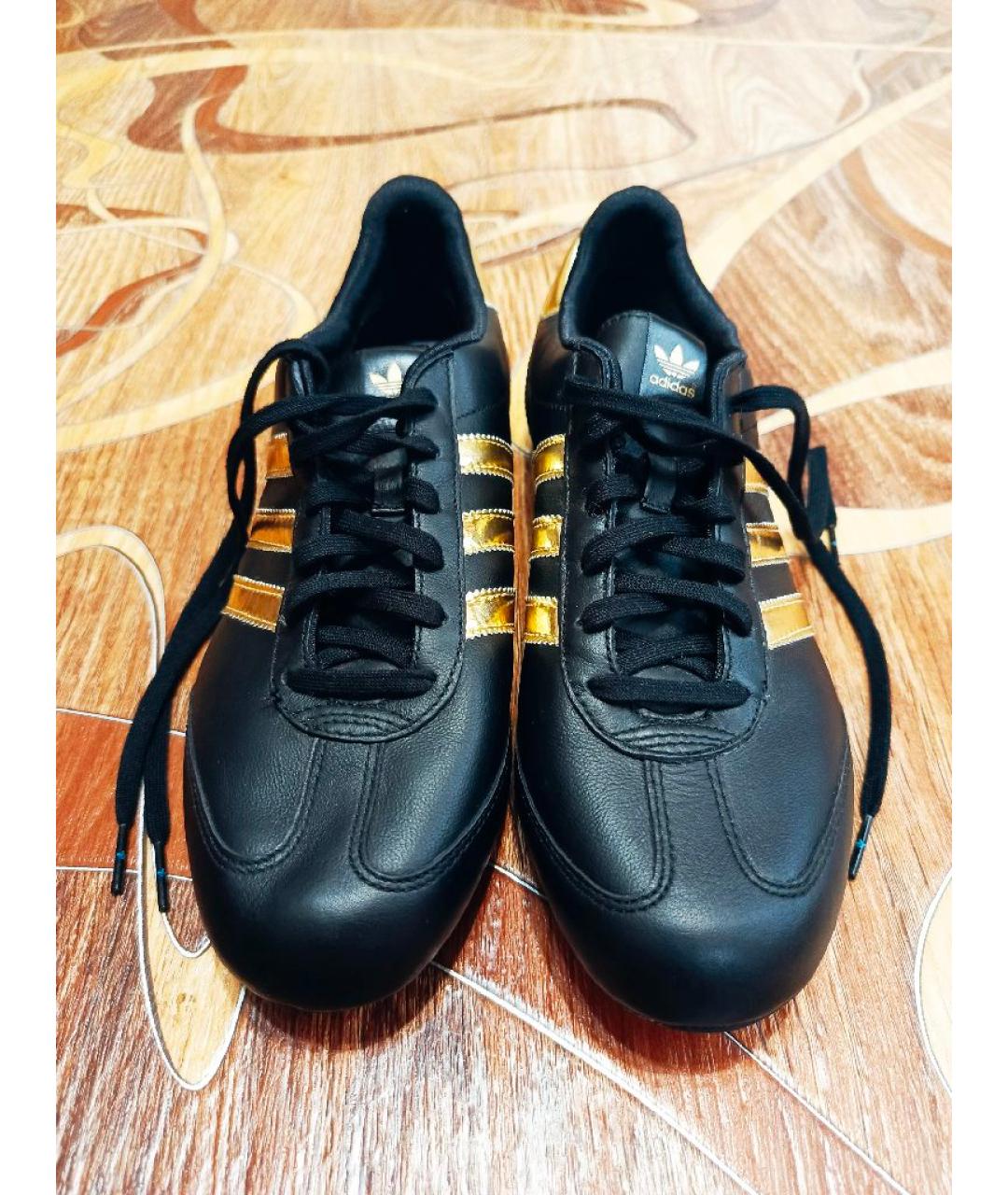 ADIDAS Черные кожаные кроссовки, фото 2