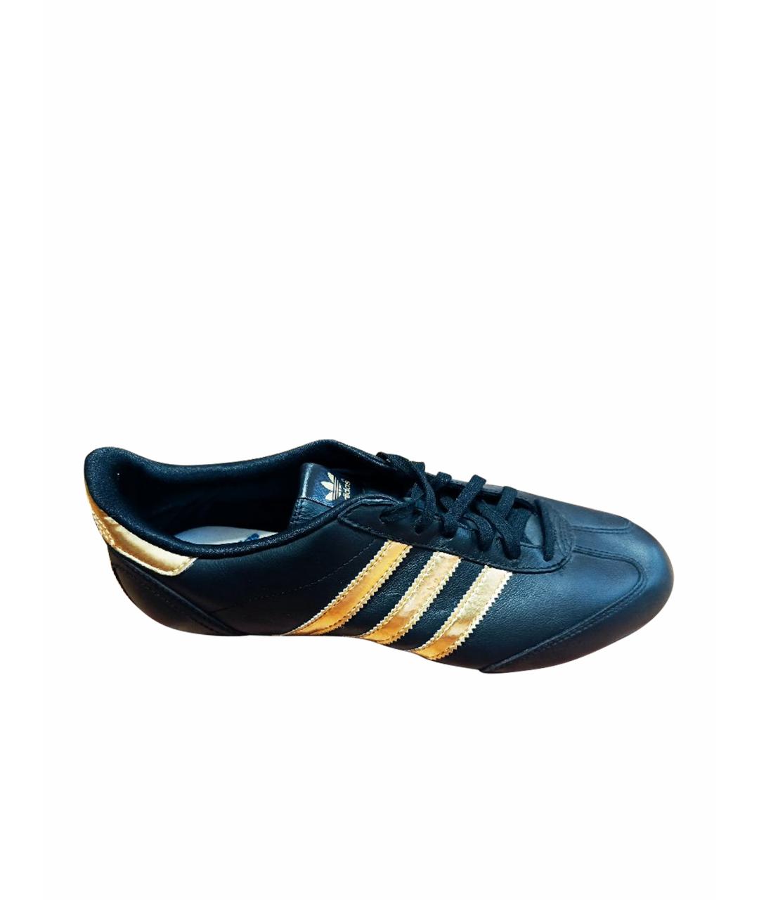 ADIDAS Черные кожаные кроссовки, фото 1