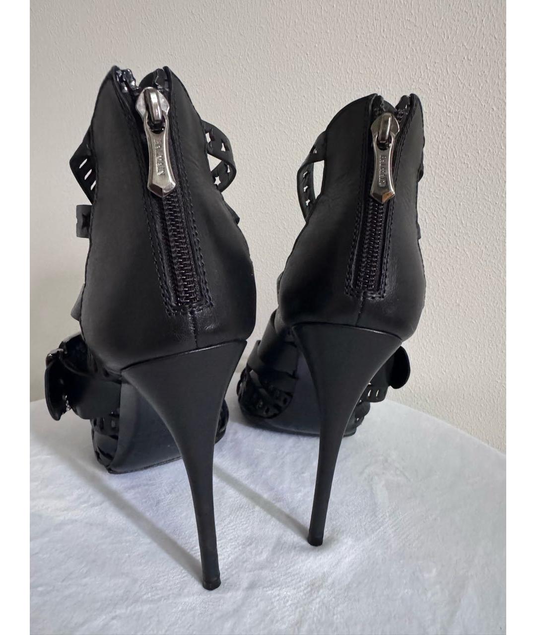 BALMAIN Черные кожаные босоножки, фото 4