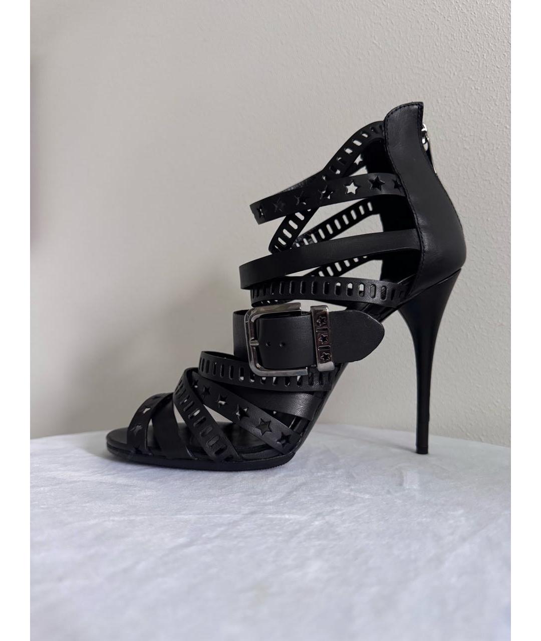 BALMAIN Черные кожаные босоножки, фото 9