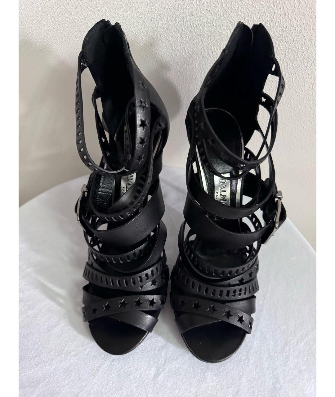 BALMAIN Черные кожаные босоножки, фото 2