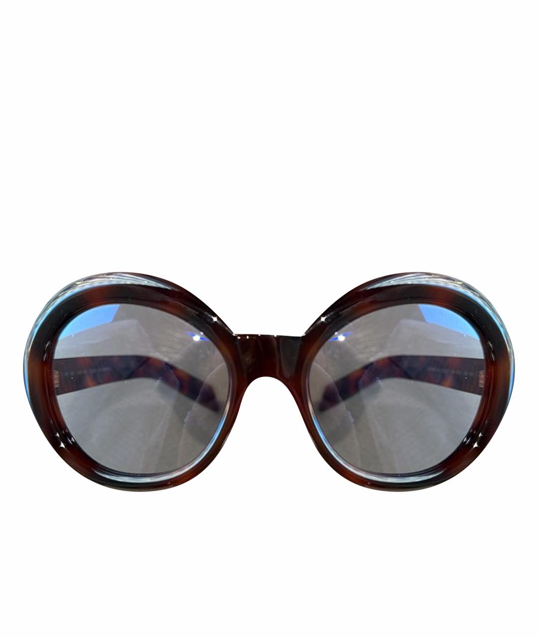 PRADA Коричневые пластиковые солнцезащитные очки, фото 1