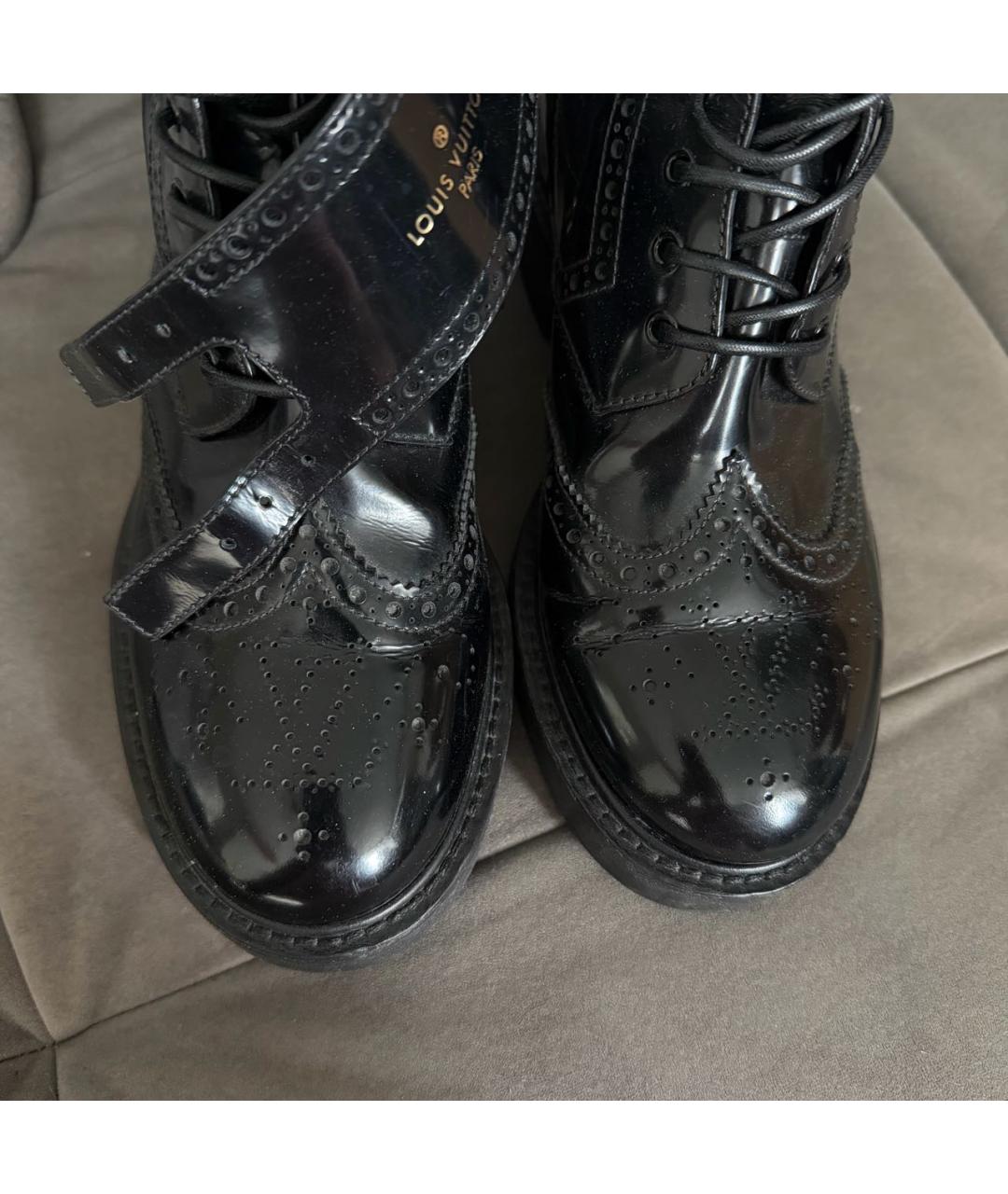 LOUIS VUITTON Черные ботинки из лакированной кожи, фото 6