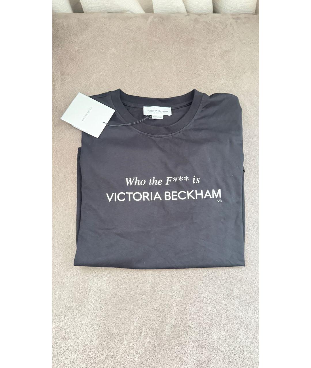 VICTORIA BECKHAM Черная хлопковая футболка, фото 2