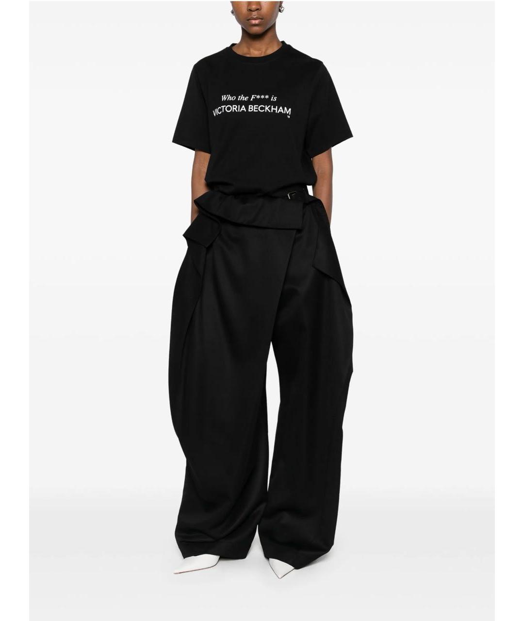 VICTORIA BECKHAM Черная хлопковая футболка, фото 3