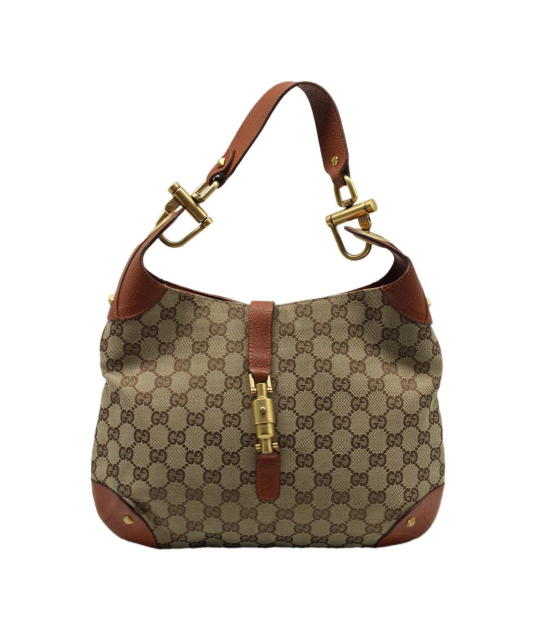 GUCCI Коричневая жаккардовая сумка с короткими ручками, фото 9