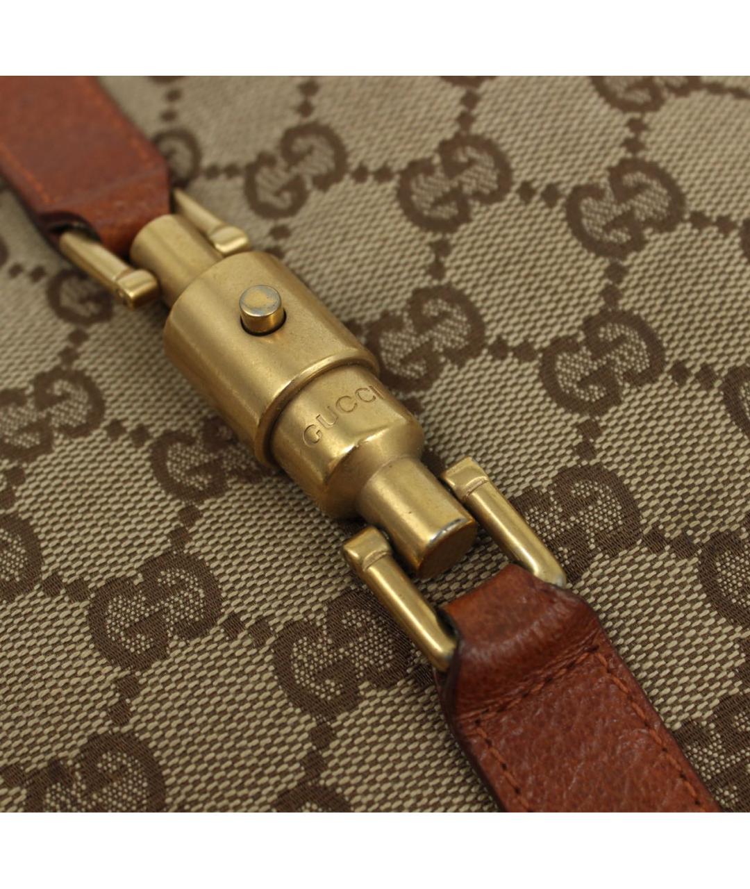 GUCCI Коричневая жаккардовая сумка с короткими ручками, фото 8