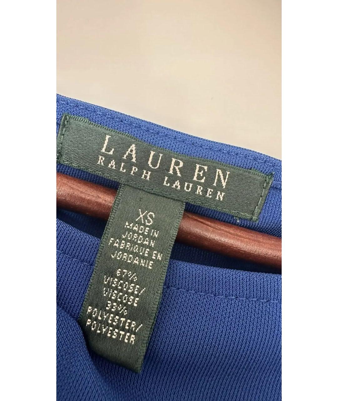 RALPH LAUREN Синее вискозное повседневное платье, фото 3