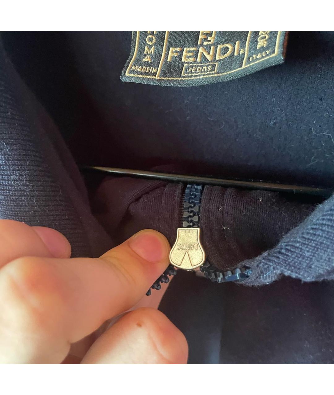 FENDI Темно-синяя хлопковая футболка, фото 4