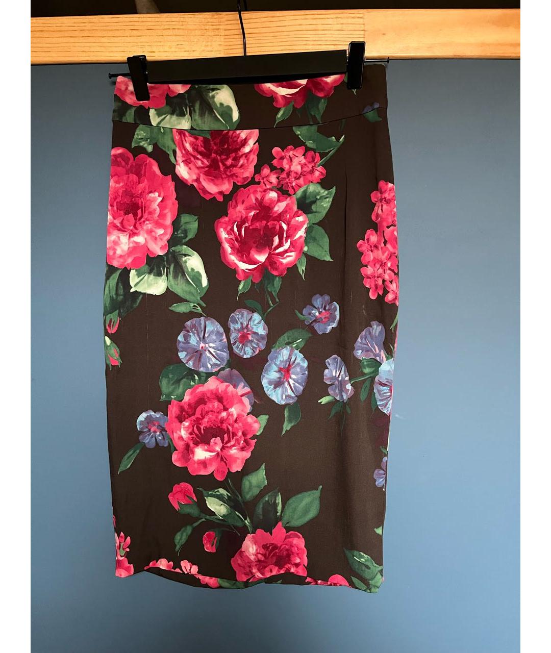 DOLCE&GABBANA Мульти шелковая юбка миди, фото 5