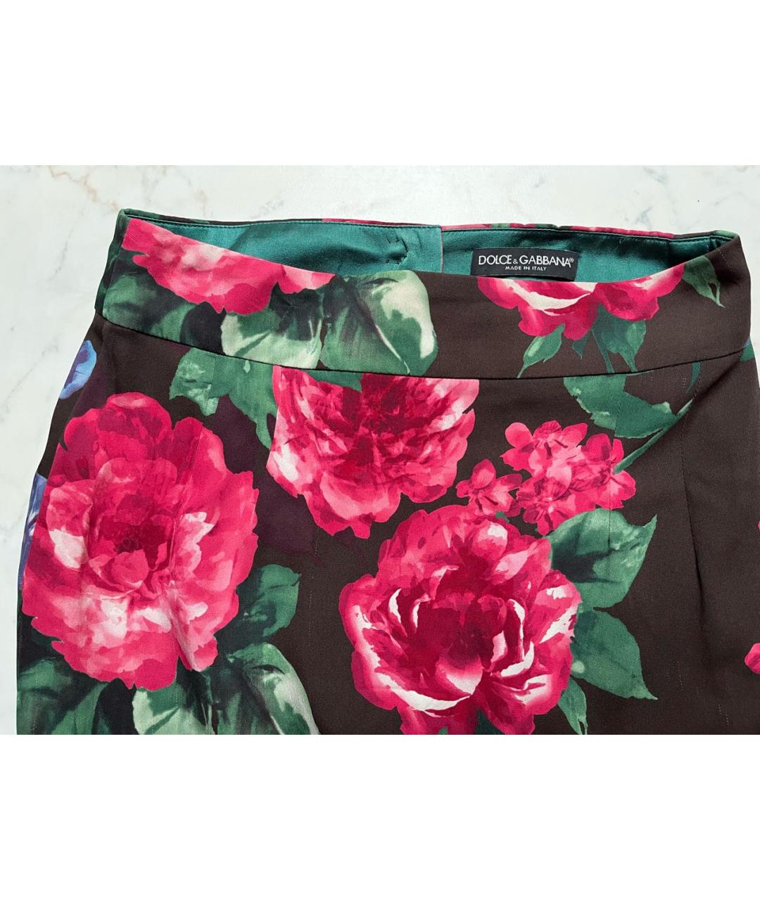 DOLCE&GABBANA Мульти шелковая юбка миди, фото 3
