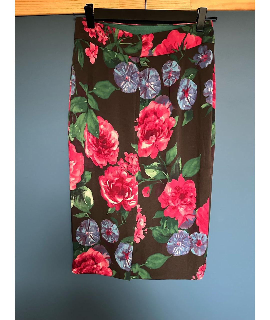DOLCE&GABBANA Мульти шелковая юбка миди, фото 2