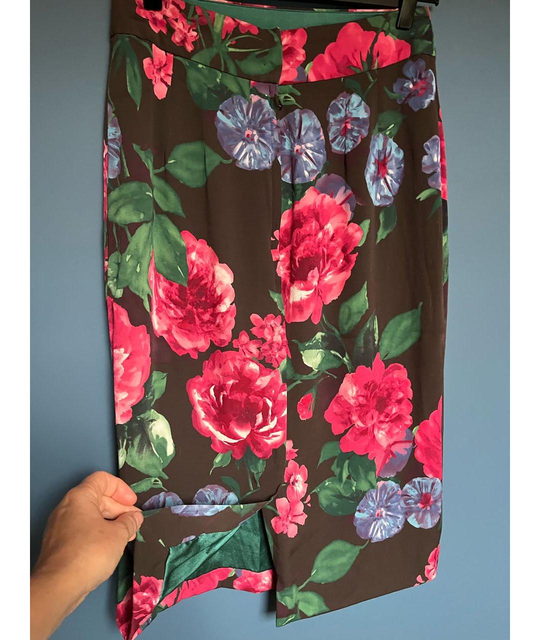 DOLCE&GABBANA Мульти шелковая юбка миди, фото 4