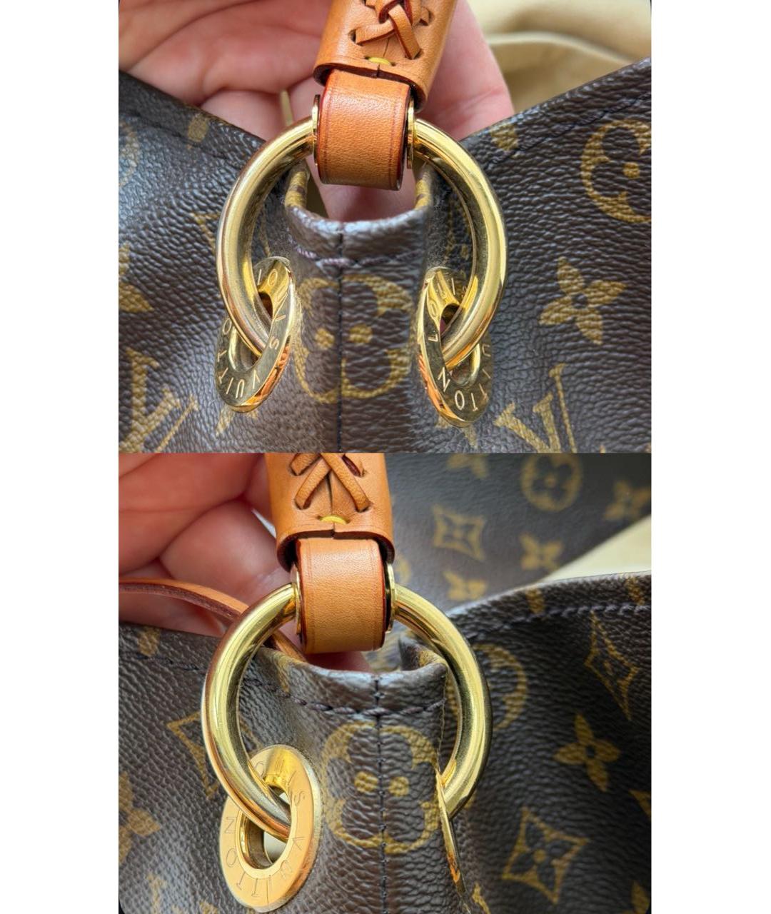 LOUIS VUITTON Коричневая сумка через плечо из искусственной кожи, фото 5