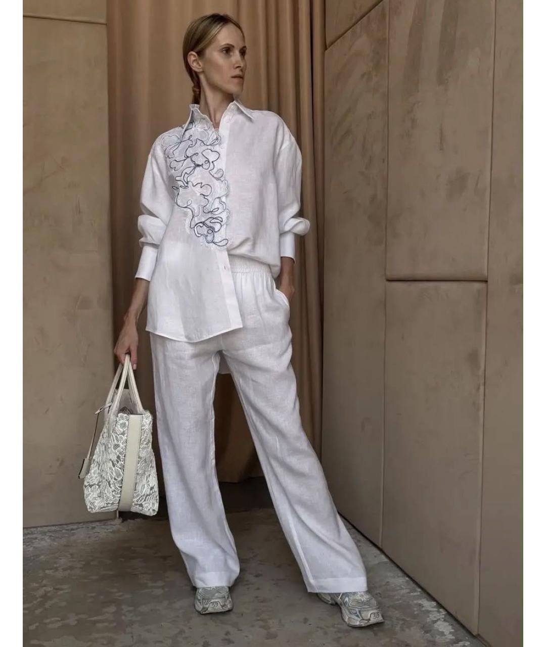 ERMANNO SCERVINO Белый льняной костюм с брюками, фото 3
