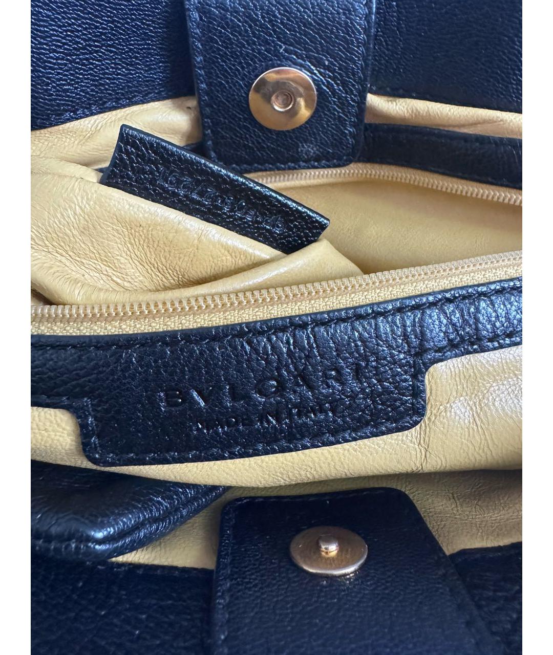 BVLGARI Черная кожаная сумка тоут, фото 5