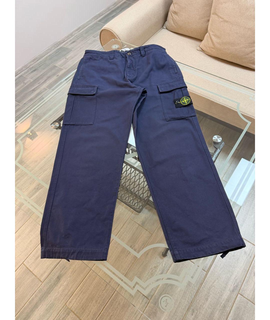 STONE ISLAND Синие хлопковые повседневные брюки, фото 4
