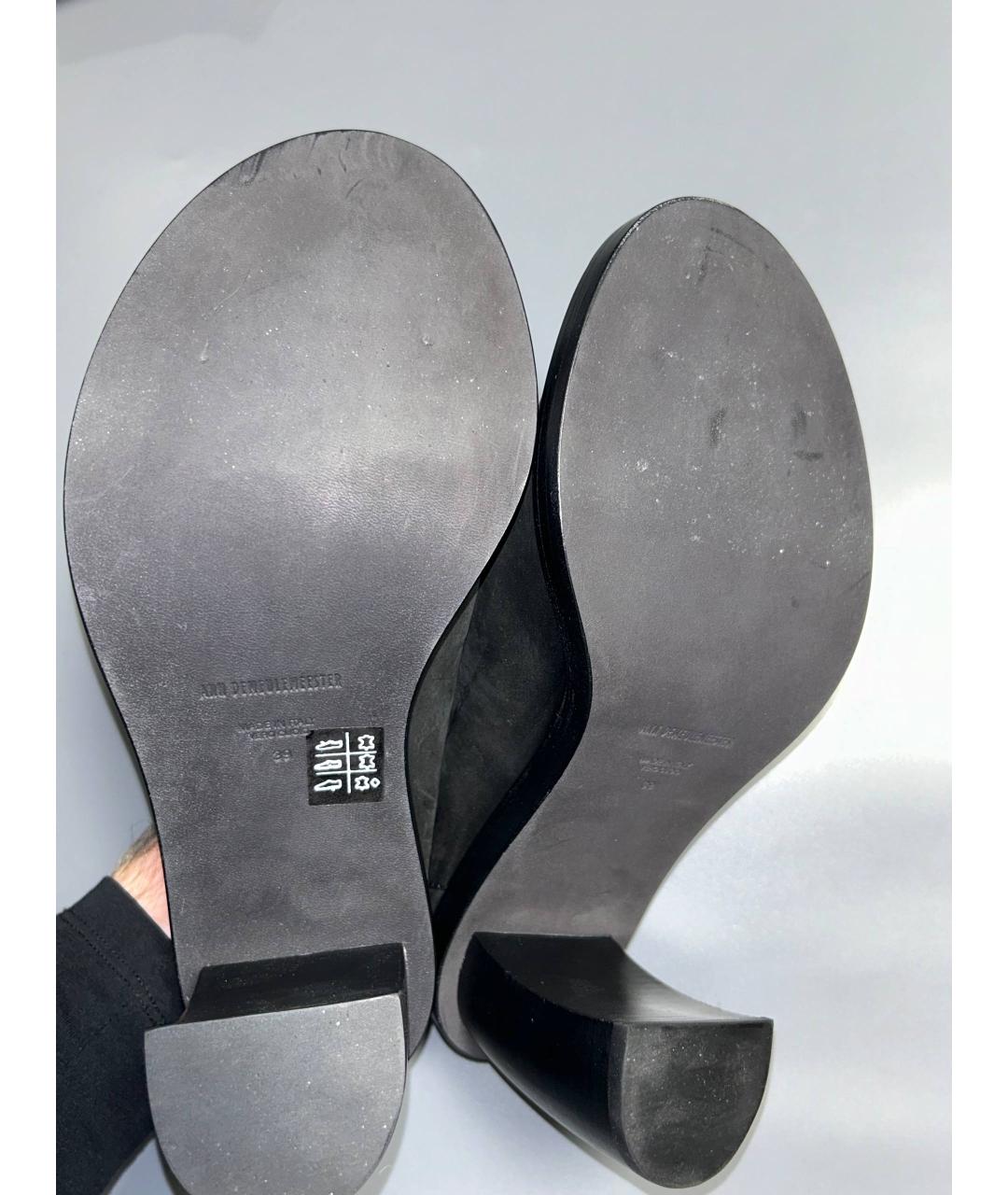 ANN DEMEULEMEESTER Черные кожаные босоножки, фото 5