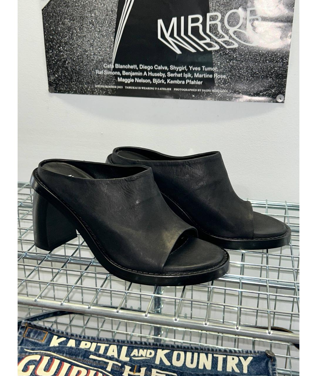 ANN DEMEULEMEESTER Черные кожаные босоножки, фото 8