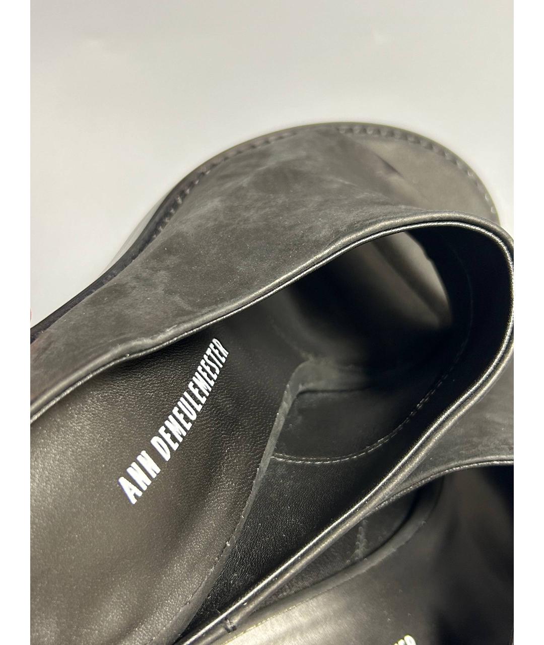 ANN DEMEULEMEESTER Черные кожаные босоножки, фото 4