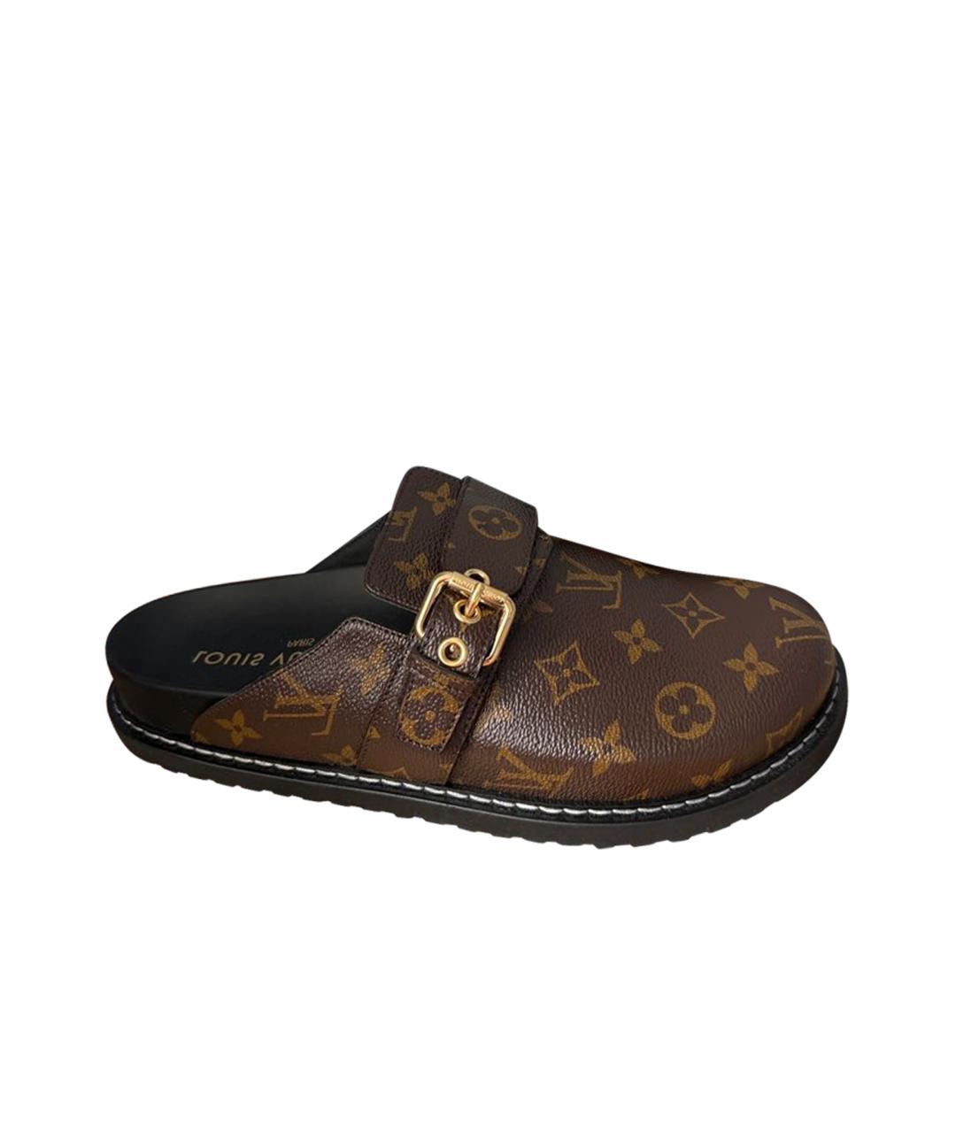 LOUIS VUITTON Коричневые кожаные сабо, фото 10