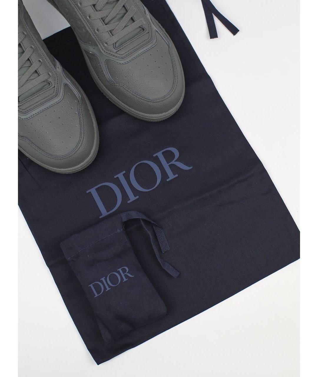 CHRISTIAN DIOR Серые кожаные низкие кроссовки / кеды, фото 9