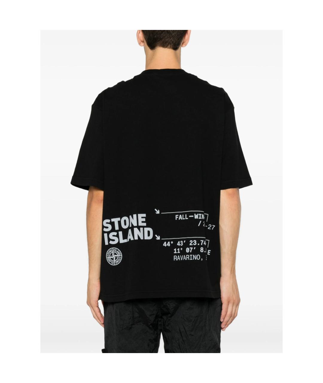 STONE ISLAND Черная хлопковая футболка, фото 5