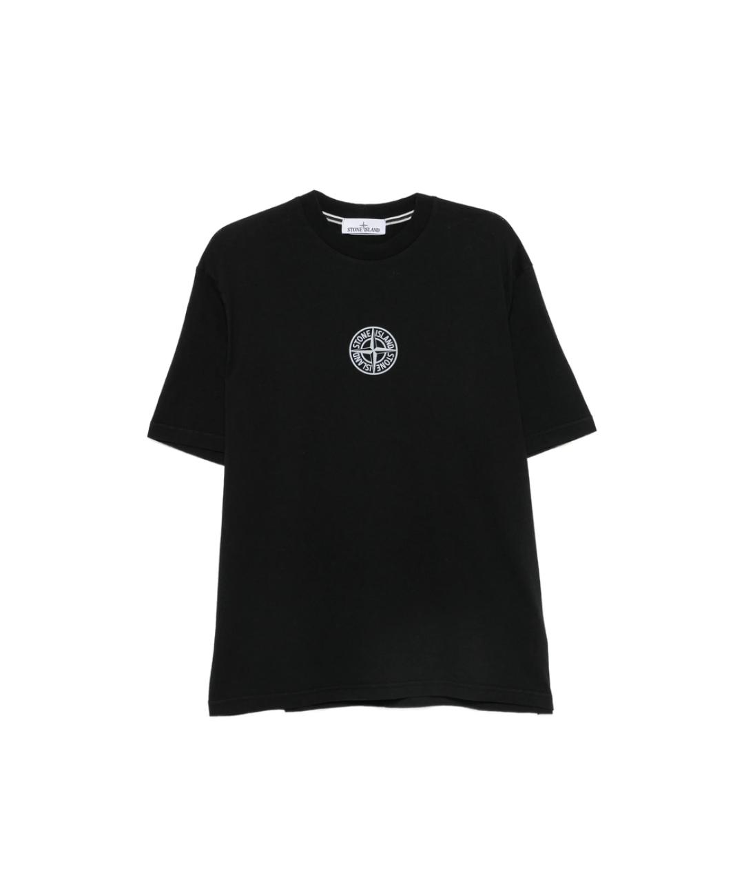 STONE ISLAND Черная хлопковая футболка, фото 1
