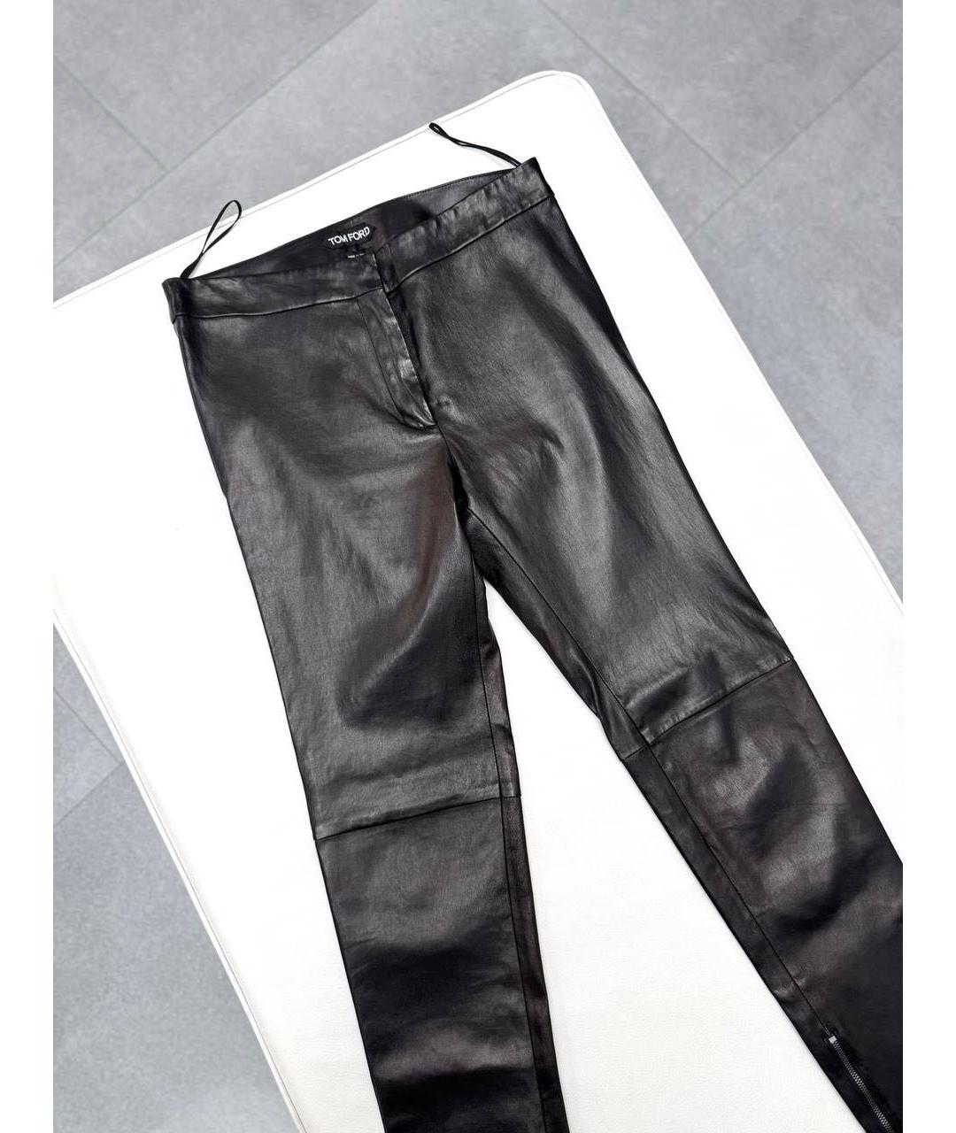 TOM FORD Черные кожаные брюки узкие, фото 4