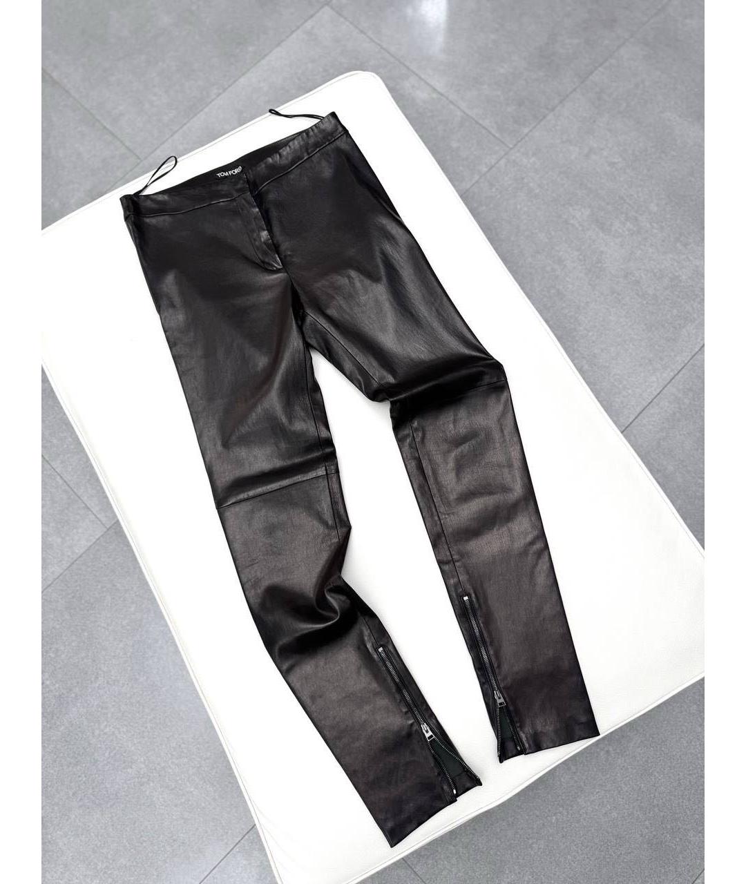 TOM FORD Черные кожаные брюки узкие, фото 9
