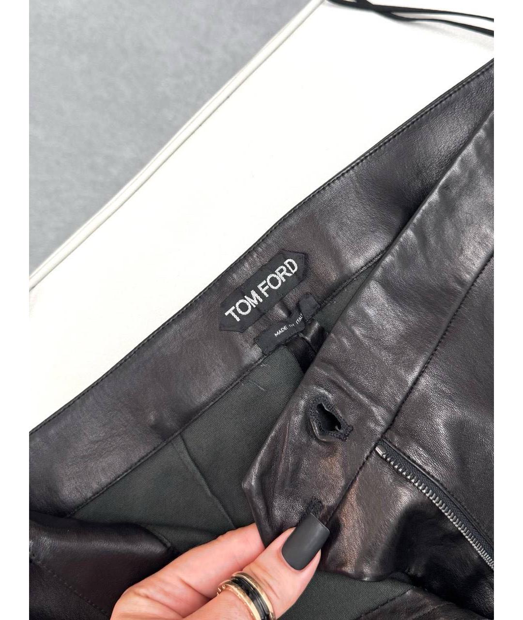 TOM FORD Черные кожаные брюки узкие, фото 5