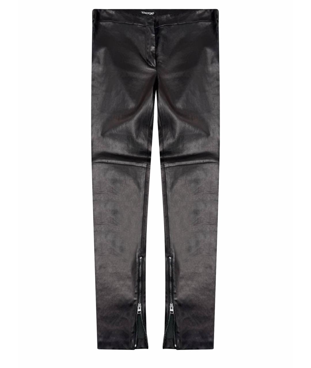 TOM FORD Черные кожаные брюки узкие, фото 1