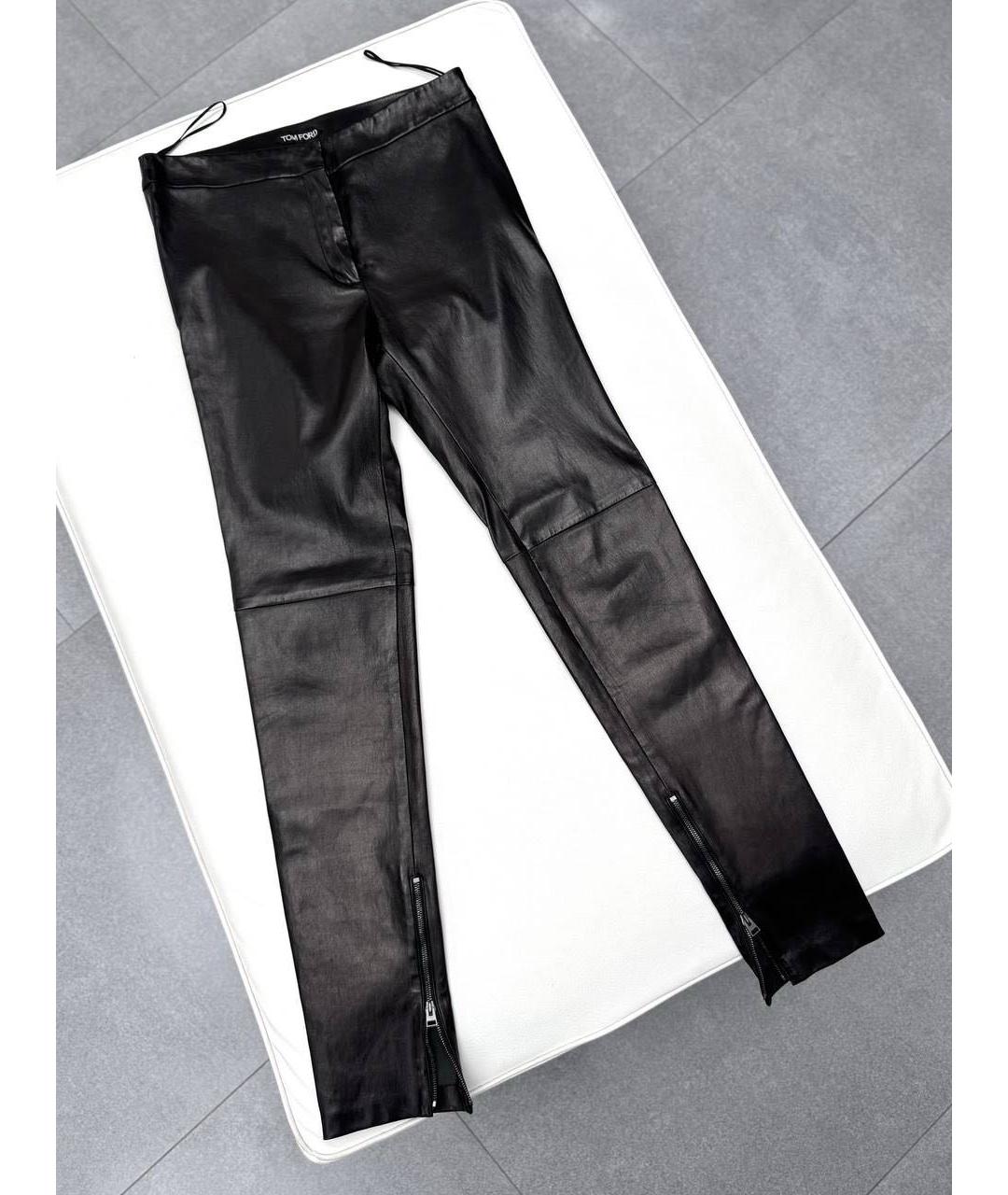 TOM FORD Черные кожаные брюки узкие, фото 3