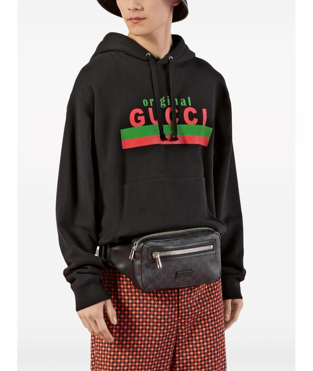 GUCCI Черная канва поясная сумка, фото 5