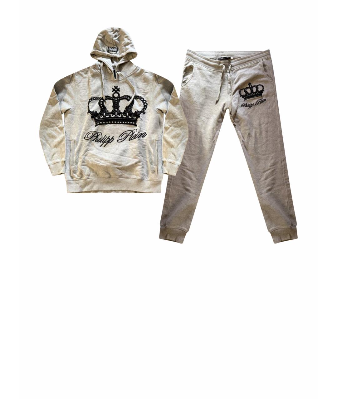 PHILIPP PLEIN Серый хлопковый спортивный костюм, фото 1