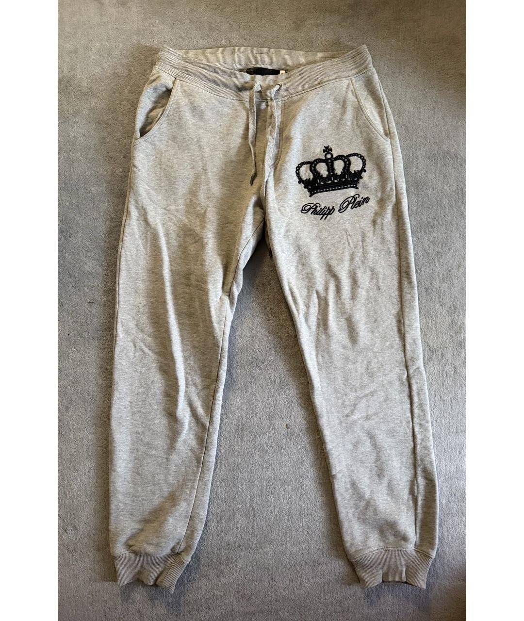 PHILIPP PLEIN Серый хлопковый спортивный костюм, фото 2