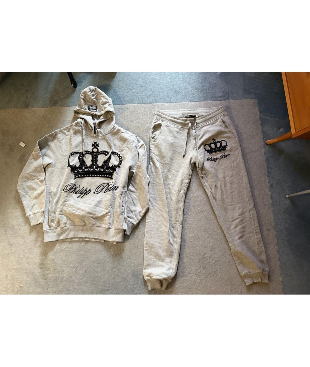 PHILIPP PLEIN Серый хлопковый спортивный костюм, фото 9