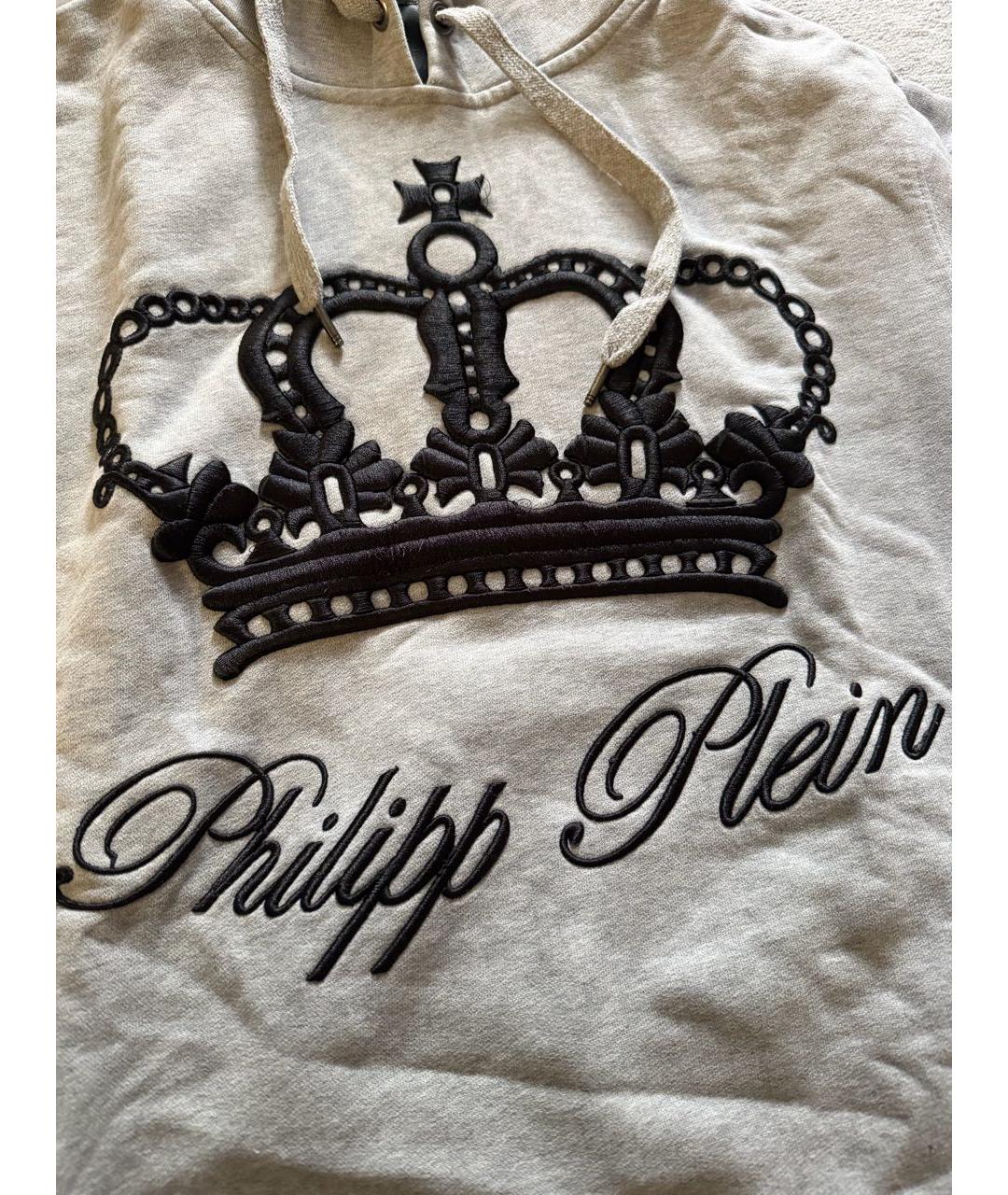 PHILIPP PLEIN Серый хлопковый спортивный костюм, фото 8